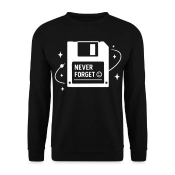 Nie Vergessen Retro Floppy Nostalgie - Unisex Pullover - Schwarz - Vorne - Alina (178cm) & Michal (187cm)