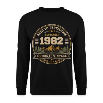 Geburtstag September 1982 Vintage-Perfektion - Unisex Pullover - Schwarz - Vorne - Alina (178cm) & Michal (187cm)