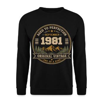 Geburtstag September 1981 Vintage Perfection - Unisex Pullover - Schwarz - Vorne - Alina (178cm) & Michal (187cm)