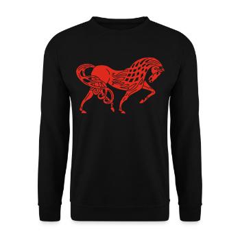 Keltisches Rotes Pferd - Unisex Pullover - Schwarz - Vorne - Alina (178cm) & Michal (187cm)