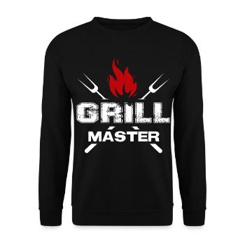 Grill Master Gott Grillspruch Chef BBQ Grillparty - Unisex Pullover - Schwarz - Vorne - Alina (178cm) & Michal (187cm)