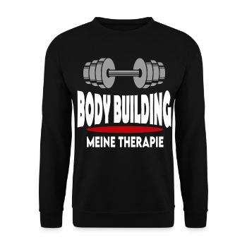 Bodybuilding Meine Therapie Sprueche Mann Frau - Unisex Pullover - Schwarz - Vorne - Alina (178cm) & Michal (187cm)