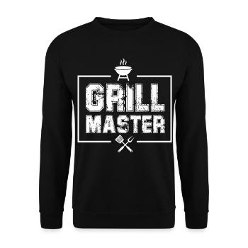 Grill Master Gott Grillsprüche Chef BBQ Grillparty - Unisex Pullover - Schwarz - Vorne - Alina (178cm) & Michal (187cm)