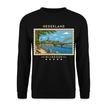 Nederland Nijmegen Vintage Reisem - Unisex Pullover - Schwarz - Vorne - Alina (178cm) & Michal (187cm)