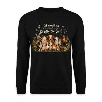 Psalm 150 Tiere Lobpreis - Unisex Pullover - Schwarz - Vorne - Alina (178cm) & Michal (187cm)