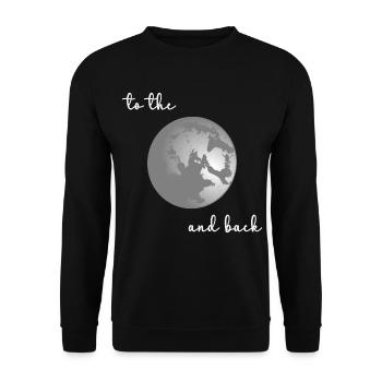 Liebesbotschaft Mond - Unisex Pullover - Schwarz - Vorne - Alina (178cm) & Michal (187cm)