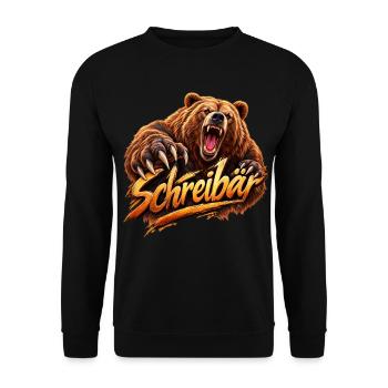 Schreibär – wilde Wortkunst - Unisex Pullover - Schwarz - Vorne - Alina (178cm) & Michal (187cm)