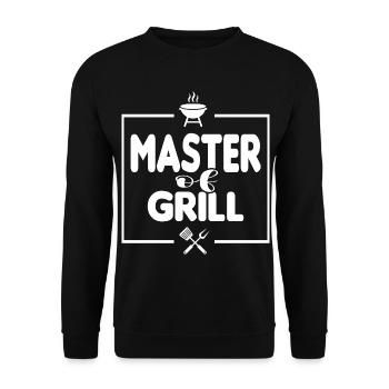 Master of Grill Grillsprüche Chef BBQ - Unisex Pullover - Schwarz - Vorne - Alina (178cm) & Michal (187cm)