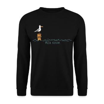 Meer reicht Möwe Wortspiel  - Unisex Pullover - Schwarz - Vorne - Alina (178cm) & Michal (187cm)