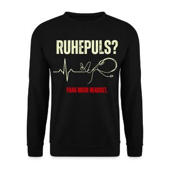 Ruhepuls Headset Leitstelle - Unisex Pullover - Schwarz - Vorne - Alina (178cm) & Michal (187cm)