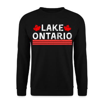 Lake Ontario Canada Vintage Distressed Ahornblatt - Unisex Pullover - Schwarz - Vorne - Alina (178cm) & Michal (187cm)