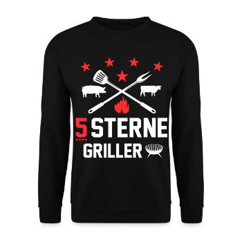 5 Sterne Griller Grillsprüche Grillparty BBQ - Unisex Pullover - Schwarz - Vorne - Alina (178cm) & Michal (187cm)
