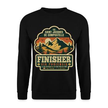Finisher Via Podiensis Compostela - Unisex Pullover - Schwarz - Vorne - Alina (178cm) & Michal (187cm)