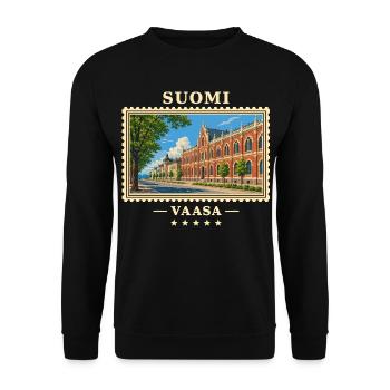 Suomi Vaasa Vintage Reisemarke - Unisex Pullover - Schwarz - Vorne - Alina (178cm) & Michal (187cm)
