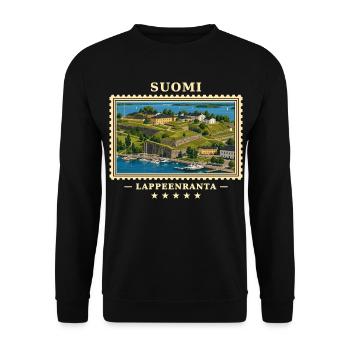 Suomi Lappeenranta Vintage Reisemarke - Unisex Pullover - Schwarz - Vorne - Alina (178cm) & Michal (187cm)
