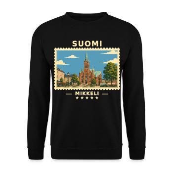 Suomi Mikkeli Vintage Reisemarke - Unisex Pullover - Schwarz - Vorne - Alina (178cm) & Michal (187cm)
