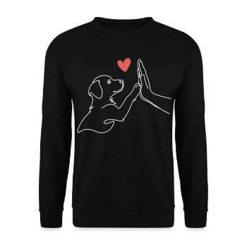 Hand mit Hundepfote | Hunde Fan | beste Freunde - Unisex Pullover - Schwarz - Vorne - Alina (178cm) & Michal (187cm)