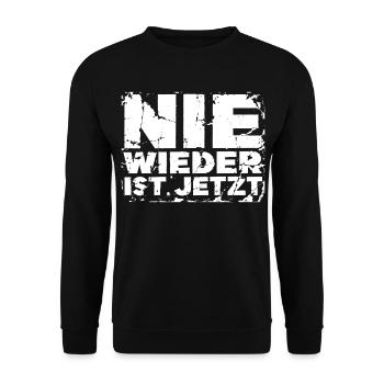 Nie wieder ist jetzt - Unisex Pullover - Schwarz - Vorne - Alina (178cm) & Michal (187cm)