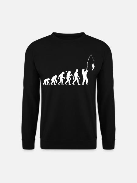 Angler Evolution Retro Angel Lustiges Angeln - Unisex Pullover - Schwarz