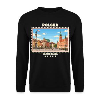 Polska Warszawa Vintage Reisemarke - Unisex Pullover - Schwarz - Vorne - Alina (178cm) & Michal (187cm)