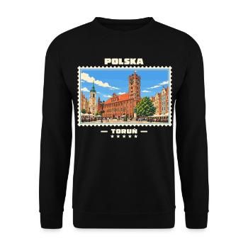 Polska Toruń Vintage Reisemarke - Unisex Pullover - Schwarz - Vorne - Alina (178cm) & Michal (187cm)