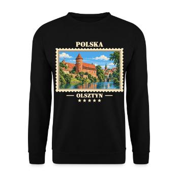 Polska Olsztyn Vintage Reisemarke - Unisex Pullover - Schwarz - Vorne - Alina (178cm) & Michal (187cm)