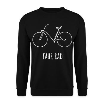Fahrrad | Eine Linie handgezeichnet - Geschenk - Unisex Pullover - Schwarz - Vorne - Alina (178cm) & Michal (187cm)