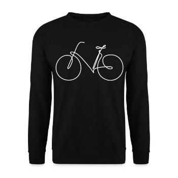 Fahrrad | Eine Linie handgezeichnet - Geschenk - Unisex Pullover - Schwarz - Vorne - Alina (178cm) & Michal (187cm)