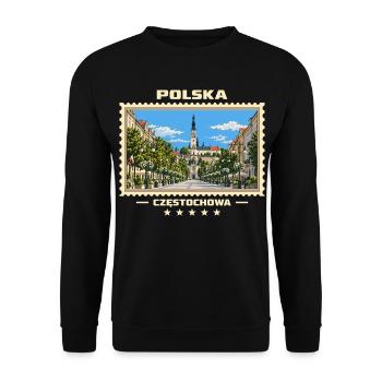 Polska Częstochowa Vintage Reisemarke - Unisex Pullover - Schwarz - Vorne - Alina (178cm) & Michal (187cm)