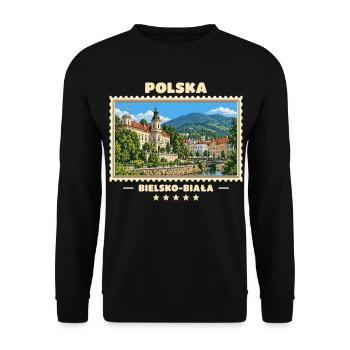 Polska Bielsko-Biała Vintage Reisemarke - Unisex Pullover - Schwarz - Vorne - Alina (178cm) & Michal (187cm)