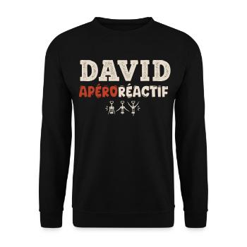 David Apéroréactif – Humorgeschenk - Unisex Pullover - Schwarz - Vorne - Alina (178cm) & Michal (187cm)