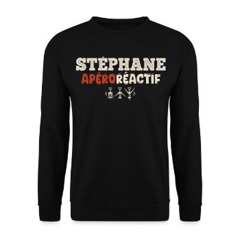 Stéphane Apéroréactif – Humorgeschenk - Unisex Pullover - Schwarz - Vorne - Alina (178cm) & Michal (187cm)
