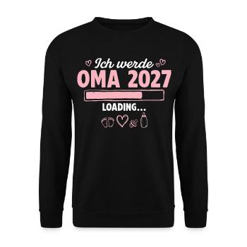 Ich Werde Oma 2027 Loading Schwangerschaft - Unisex Pullover - Schwarz - Vorne - Alina (178cm) & Michal (187cm)