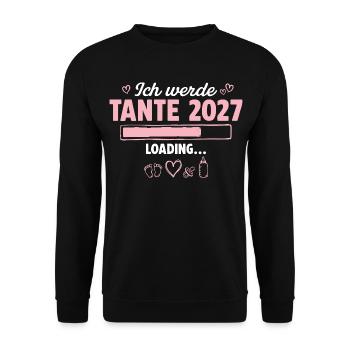 Ich Werde Tante 2027 Loading Schwangerschaft - Unisex Pullover - Schwarz - Vorne - Alina (178cm) & Michal (187cm)