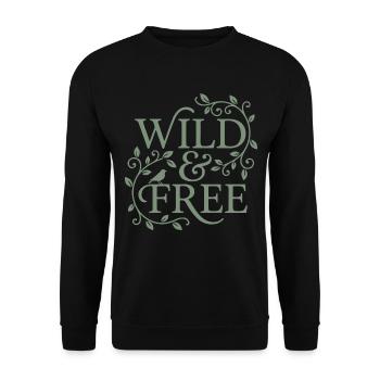 Wild and Free - Unisex Pullover - Schwarz - Vorne - Alina (178cm) & Michal (187cm)