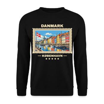Danmark København Vintage Reisemarke - Unisex Pullover - Schwarz - Vorne - Alina (178cm) & Michal (187cm)