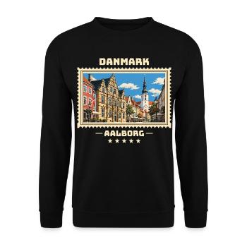 Danmark Aalborg Vintage Reisemarke - Unisex Pullover - Schwarz - Vorne - Alina (178cm) & Michal (187cm)