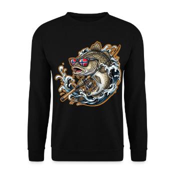 Norwegen Angeln - Unisex Pullover - Schwarz - Vorne - Alina (178cm) & Michal (187cm)