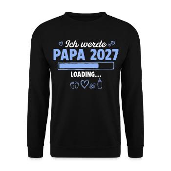 Ich Werde Papa 2027 Loading Schwangerschaft - Unisex Pullover - Schwarz - Vorne - Alina (178cm) & Michal (187cm)