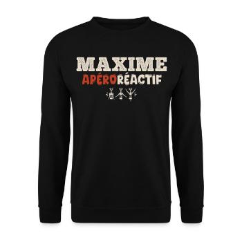 Maxime Apéroréactif – Humorgeschenk - Unisex Pullover - Schwarz - Vorne - Alina (178cm) & Michal (187cm)