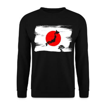 Japan Flagge - Unisex Pullover - Schwarz - Vorne - Alina (178cm) & Michal (187cm)
