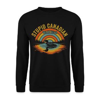 Stupid Canadian Wolf Bird - Unisex Pullover - Schwarz - Vorne - Alina (178cm) & Michal (187cm)