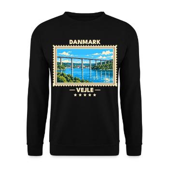 Danmark Vejle Vintage Reisemarke - Unisex Pullover - Schwarz - Vorne - Alina (178cm) & Michal (187cm)
