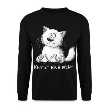 Kratzt mich nicht Katze Katzen Spruch Humor Cartoo - Unisex Pullover - Schwarz - Vorne - Alina (178cm) & Michal (187cm)