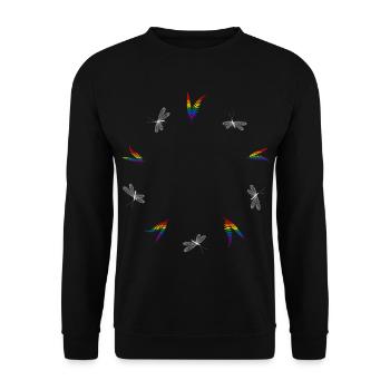 Farn & Libelle - Dark Botanical LGBTQ - Unisex Pullover - Schwarz - Vorne - Alina (178cm) & Michal (187cm)