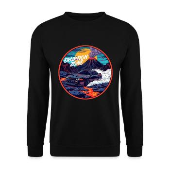 Eruption Zone Vintage Volcanic JDM Apparel - Unisex Pullover - Schwarz - Vorne - Alina (178cm) & Michal (187cm)