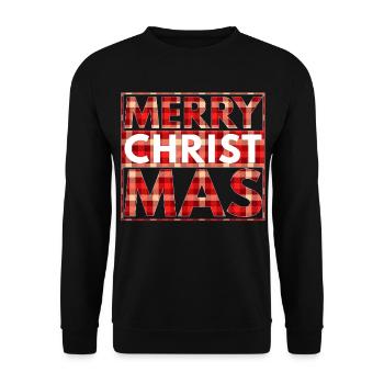 FROHE WEIHNACHTEN KARIERTE TYPOGRAFIE - Unisex Pullover - Schwarz - Vorne - Alina (178cm) & Michal (187cm)