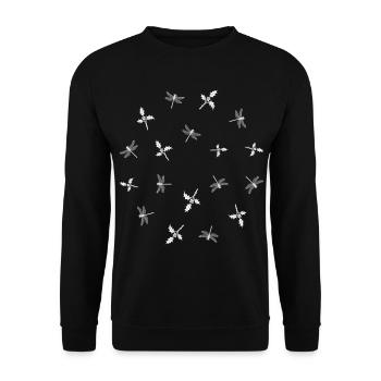 Libelle & Stechpalme - Botanik - Unisex Pullover - Schwarz - Vorne - Alina (178cm) & Michal (187cm)