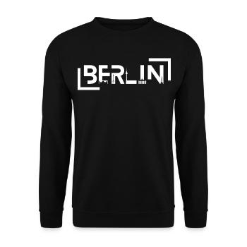 Berlin Design mit Ikonischen Wahrzeichen Souvenir  - Unisex Pullover - Schwarz - Vorne - Alina (178cm) & Michal (187cm)