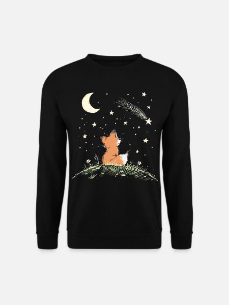 Fuchs Sternschnuppe Sterne Nacht Waldtier Cartoon - Unisex Pullover - Schwarz